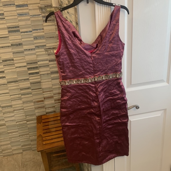New Nicole miller dress jewel tone pink with rhinestones - Picture 2 of 7